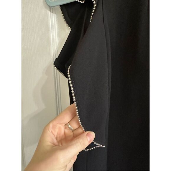 NWT Shoshanna Black Sheath Dress With Beaded-Chain Ruffle Size 6 - Picture 4 of 11